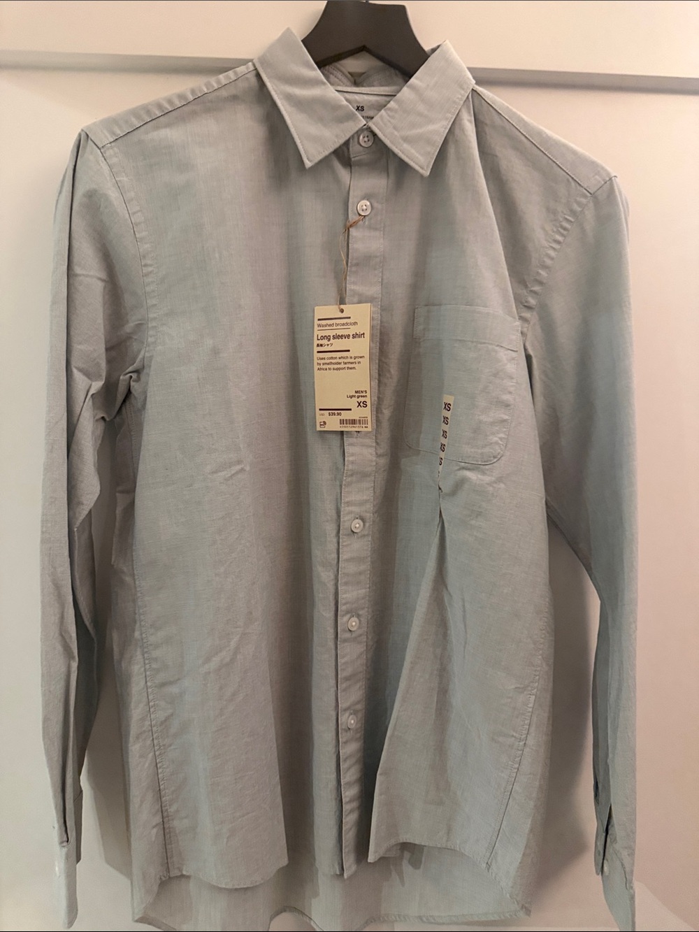 Muji Light Blue Men's Long-Sleeve Button-Down Shirt XS